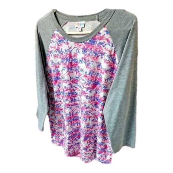 NWOT LULAROE Plus Size Floral Striped Long sleeve Tee. - Picture 4 of 11